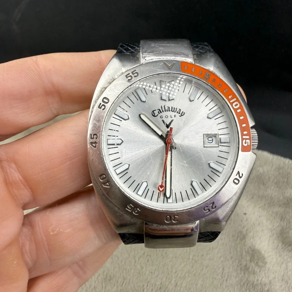 Vintage Callaway Golf Watch Silver Tone UNTESTED 8
